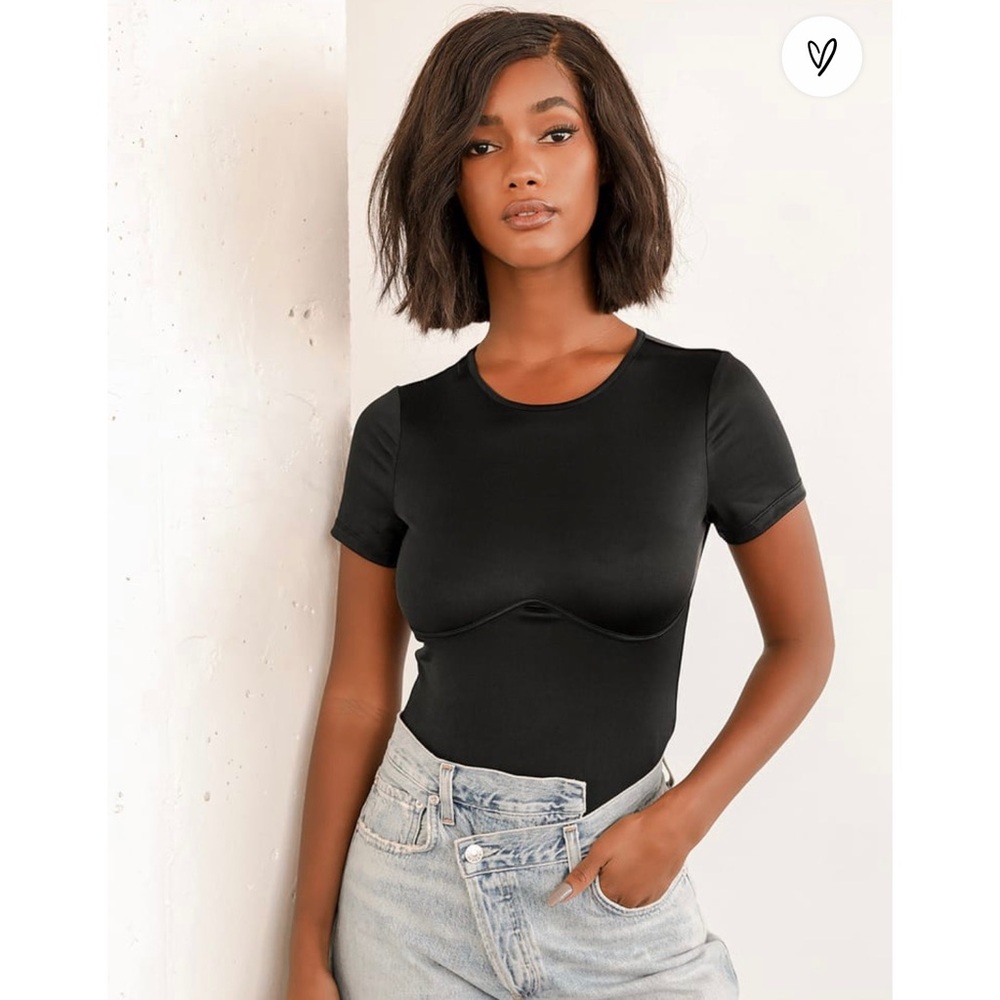 NWOT LULUS Smooth It Over Black Bodysuit